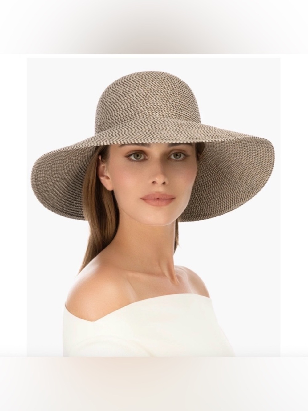 Eric Javits Hampton Bark Rollable Natural Wide Brim Sun Hat Packable 50+ UPF - Picture 10 of 10